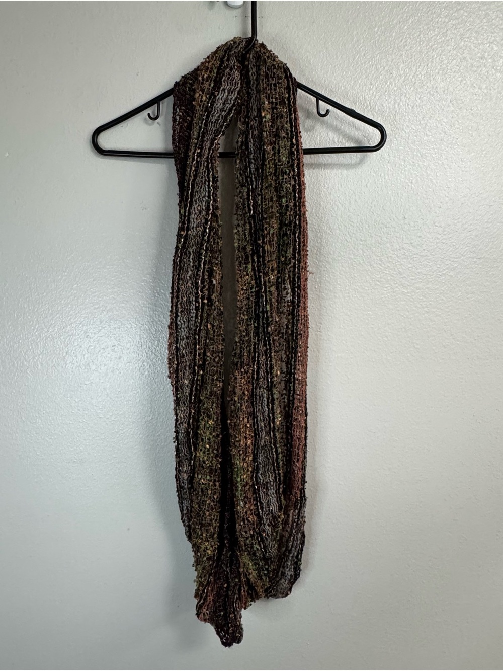 Textured Multicolor Infinity Scarf - Brown & Olive